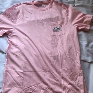 Vineyard Vines Pink Pocket Tee with Whale Logo